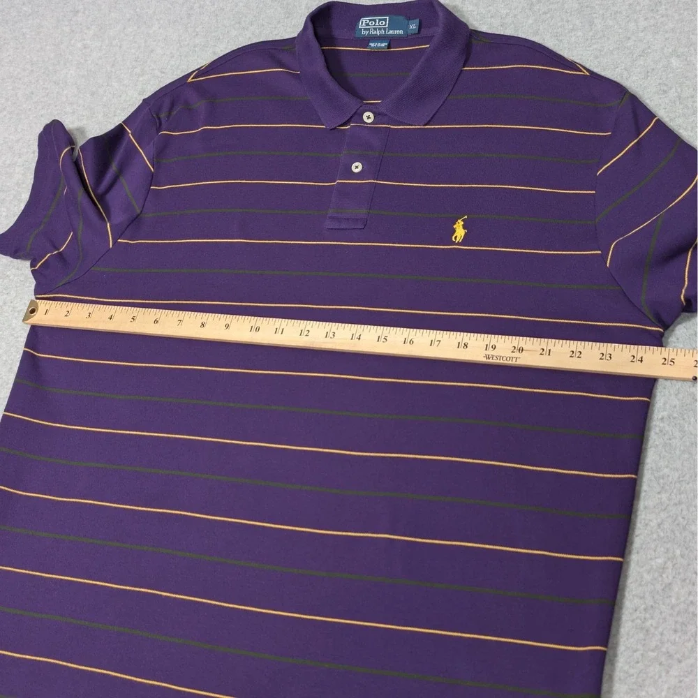 Polo Ralph Lauren Mens Polo Shirt Size XL Soft Cotton Purple Yellow Green